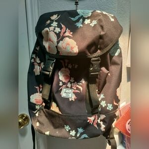 Herschel Supply Company Black and Pink Floral Backpack